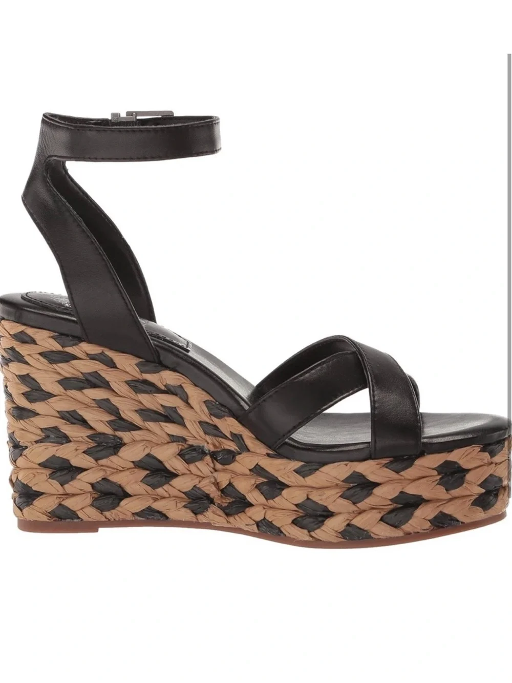 🆕 VINCE CAMUTO Fettana Black Espadrille Platform Wedge Sandals Women’s 9.5 NWT